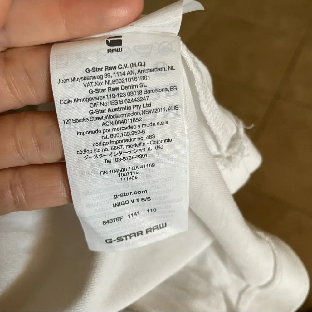 G-Star raw White Short Sleeve Tee vneck size 3X